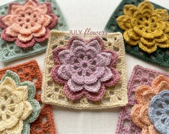 Water Lily Crochet Square Pattern | Floral Granny Motif, Beginner PDF (Instant Download)