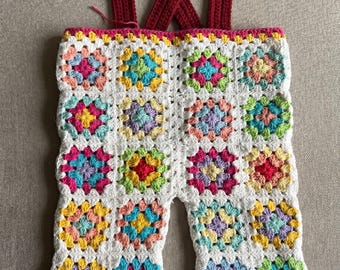 Crochet Granny Square Overalls Pattern PDF | Toddler Romper Crochet Pattern | Baby Overalls | Vintage Baby Clothes | Instant Download