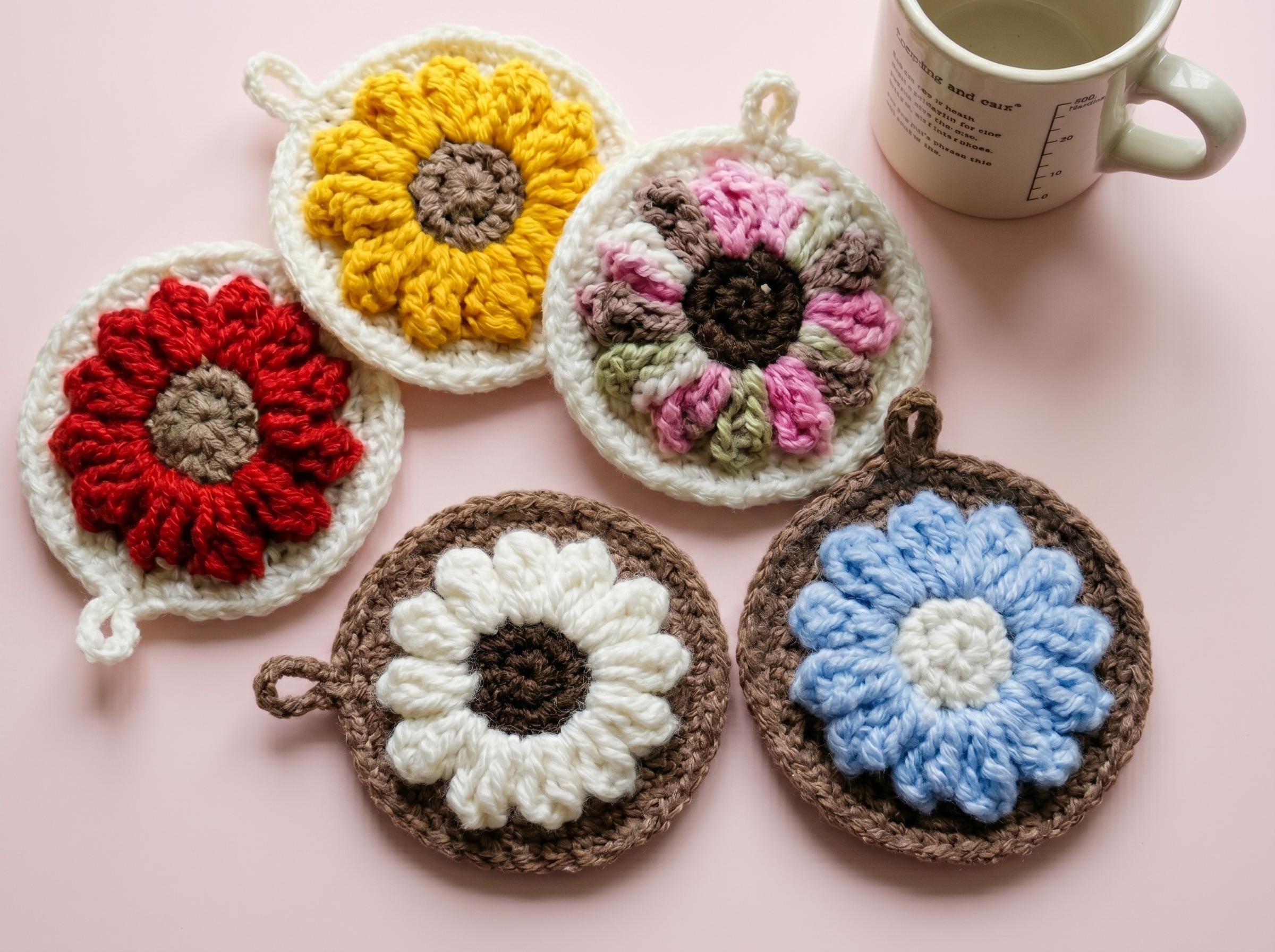 30 Dish Scrubber Crochet Patterns for a Practical, Eco-Friendly Kitchen 18 Flower Coaster and Dish Scrubber Crochet Pattern