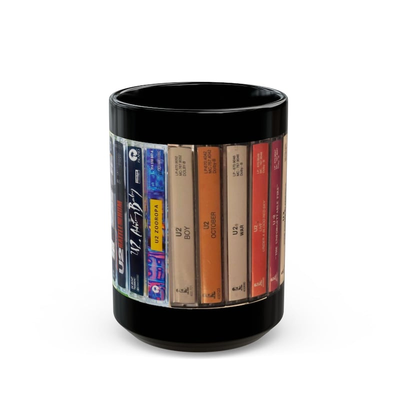 U2 Fans Black Mug, Rattle and Hum Coffee Cup, 11oz Music Lover Gift, Band Merchandise, Rock Music Fan, Gift for Him Her image 6