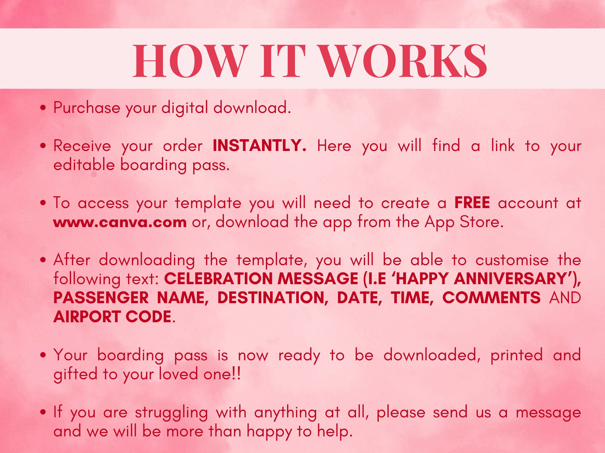 Anniversary Boarding Pass Boarding Ticket Printable Plane Ticket 