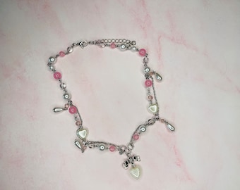 Y2K Pink Charm Heart Necklace