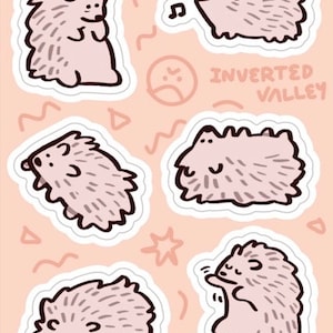 Naklejki Cute Hedgehog Sticker Sheet | Prezenty dla miłośników zwierząt, Wodoodporne, odporne na warunki atmosferyczne naklejki winylowe na butelki z wodą, laptopy, etui na telefony