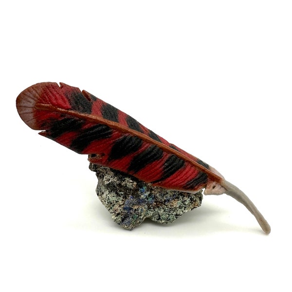 Redtail Hawk Feather | Fused Glass | Fused Glass Feather | Glass and Rock | Feather