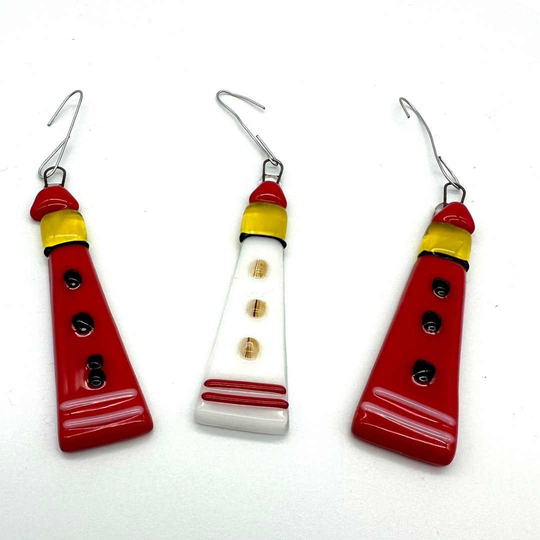 Fused Glass Lighthouse Ornament Lighthouse Suncatcher Fused Glass Etsy