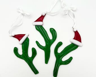 Fused Glass Christmas Cactus | Christmas Ornament