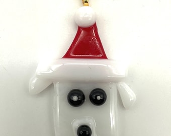 Santa Puppy Christmas Ornament | Fused Glass | Stained Glass Christmas | Christmas Ornaments | Christmas Glass Ornaments | Unique Ornament
