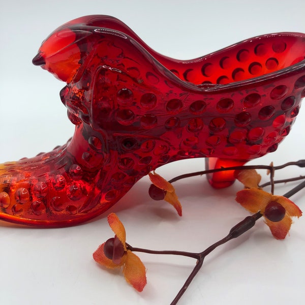 Fenton Ruby Glass Hobnob Slipper