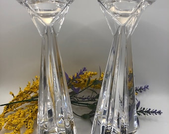 Pair of beautiful Towle accent crystal candle holders for taper candles.