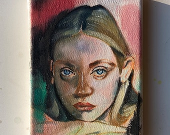 Woman Face Original Oil Painting on Canvas