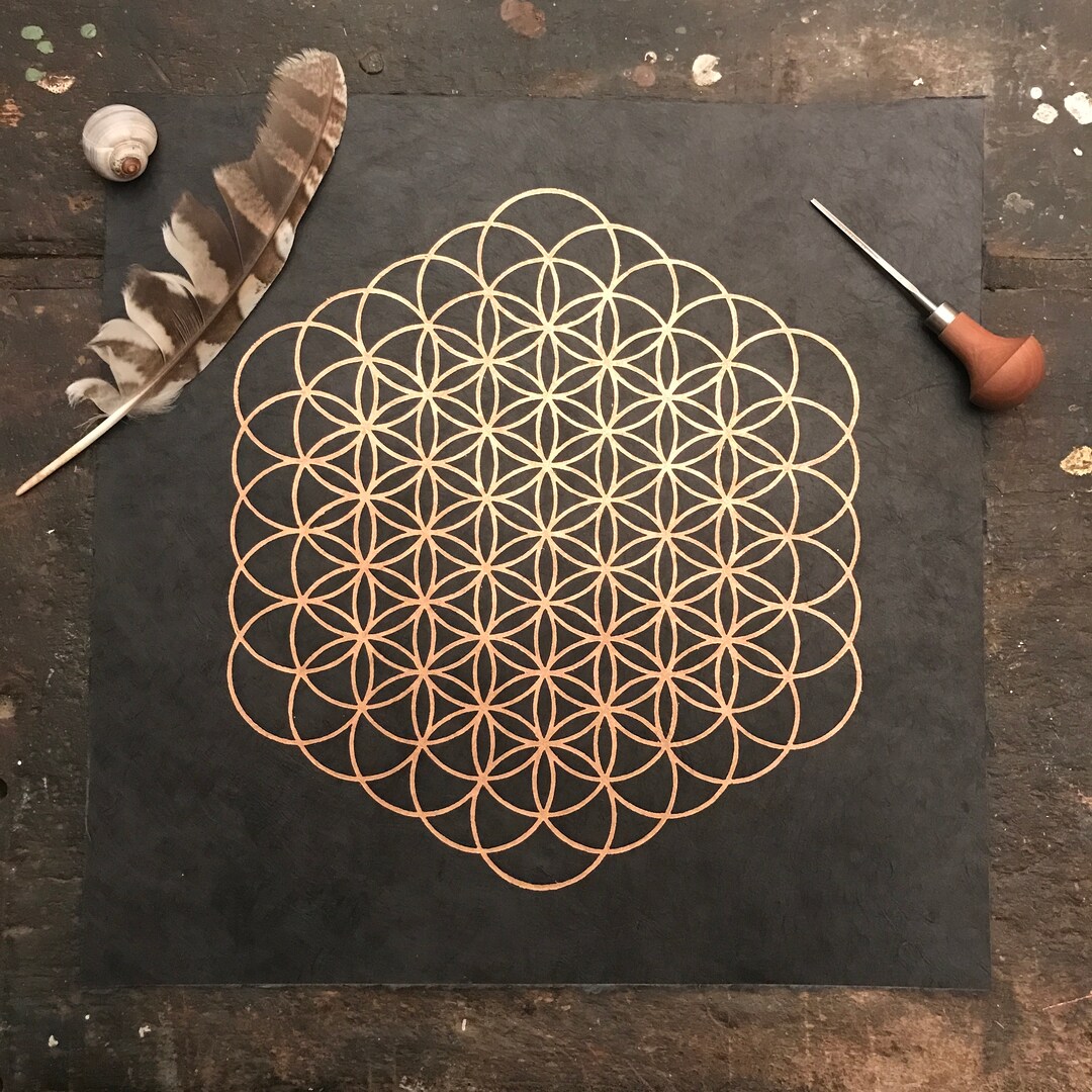 Infinite Flower Linocut Linocut Relief Print Printmaking Sacred