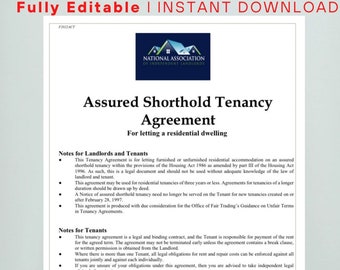 Fully editable tenancy agreement rental agreement with section 21