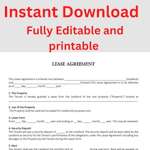 Fully Editable Simple One Page Lease Agreement Template 2023 New Etsy