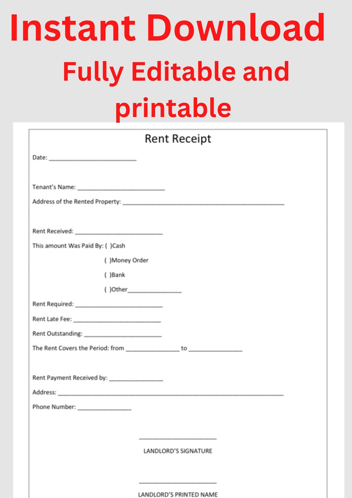 Rent Receipt Generator Apartment Room Rental Receipt 