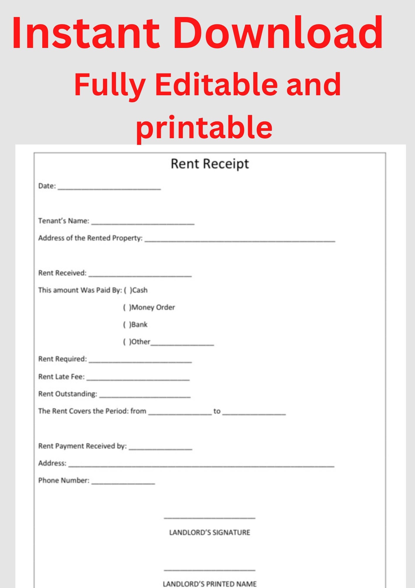 Rent Bill Template