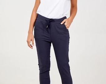 Ladies Stretch Magic Trousers Drawstring Joggers One Size UK 10-14 Made in Italy