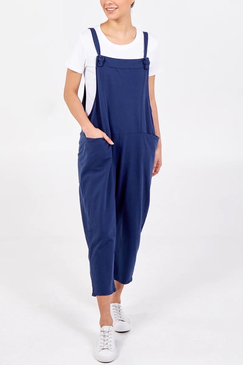 Jersey Tie Up Dungarees One Size UK 10-16 Made in Italy Clothing image 3