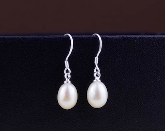 Boucles d'oreilles en argent sterling avec perles de culture d'eau douce