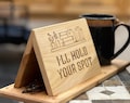 Cedar Book Valet: Laser Engraved Nightstand Organizer with Cork Coaster