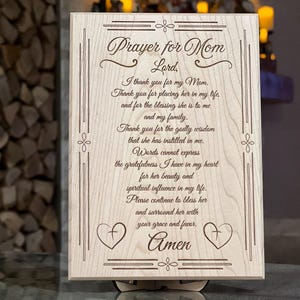 Prayer for Mom Plaque – 5x7 Solid Maple Mom Blessing – Mother’s Day / Birthday / Christmas
