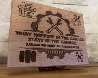 Car Lover Gift - Garage Plaque - Mechanic Humor Solid Maple -  Wrench & Gearhead Decor - Man Cave