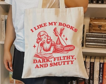 Dark Filthy Smutty Book Tote Bag, Gift for booklover, BookTok Merch, Smut Reader, Canvas Bag for Romance Lovers, Spicy Book Club, Gag Gift