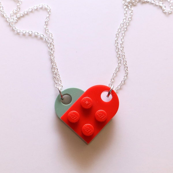 Heart Brick Necklace Set |  Made With Genuine LEGO® |  High Quality & DURABLE Materials | Matching Necklaces | Gift For Her |  Best Friends