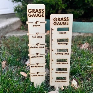 Wood Engraved Grass Gauge / Funny Grass Marker /  Ultimate Yard Tool / Fathers Day Gift / Dad Jokes / Gag Gift / Gift for him / Lawn Lovers