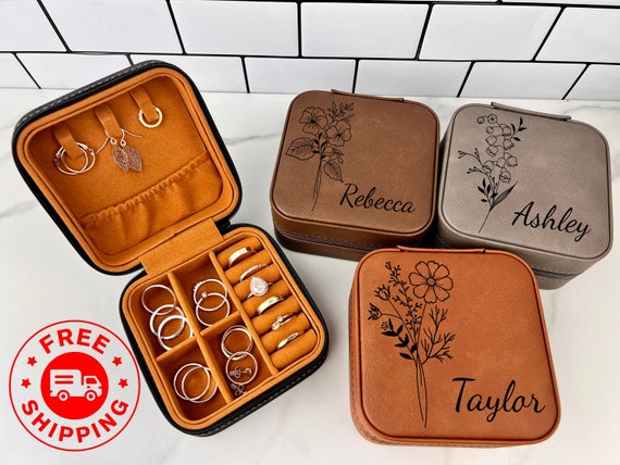 Birth Month Personalized Leather Travel Jewelry Case 