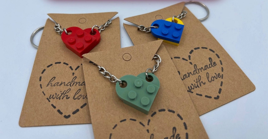 Heart Keychain Set Made With Genuine LEGO Matching Keychains Gift Set for Couples Best Friends Very High Quality DURABLE Etsy