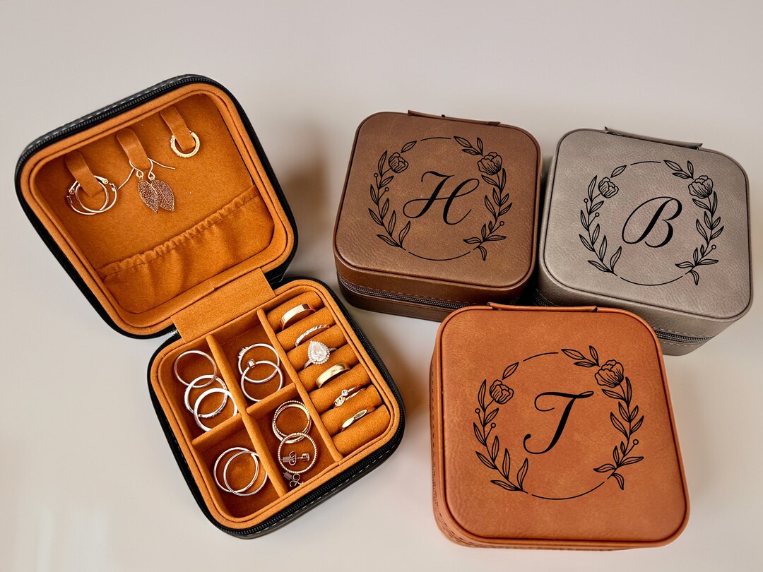 Engraved Monogram Jewelry Case With Four Compartments Etsy