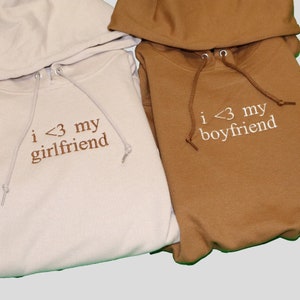 Embroidered I Love My Girlfriend Hoodie Sweatshirt, I Heart My Girlfriend Shirt, Valentine's Day, Valentine Gift,Boyfriend Shirt For Him,Her