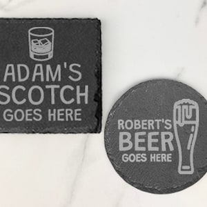 Custom Slate Coaster, Personalized Your Drink Here, Coffee, Gin, Wine, Whisky Laser Engraved Gift, Wedding, Birthday, Anniversary, Christmas