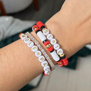 NC STATE Wolfpack Bracelet Stack | College Football Gameday Bracelets | North Carolina | Basketball Accessories | Women&#39;s Gold Bracelets