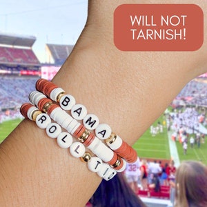 Alabama Crimson Tide Bracelet Stack: Football Gameday Jewelry
