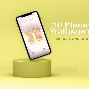 Cute Butterfly 3D Phone Wallpaper, iPhone & Android Wallpaper, Lock Screen, Cute iOS Wallpaper, Digital Download