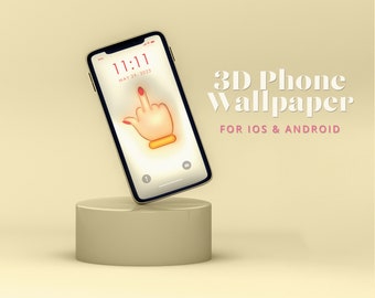 Cute Middle Finger 3D Phone Wallpaper, iPhone & Android Wallpaper, Lock Screen, Cute iOS Wallpaper, Digital Download