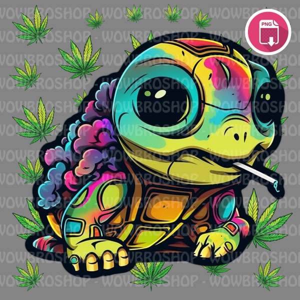 Trippy Weed Turtle, 2 DESIGNS, 420 PNG, Cannabis PNG, T-Shirt Design png, Print On Demand Design, 420 Alien, Marijuana png