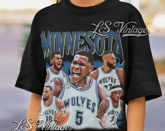 MINNESOTA Anthony Edwards Jaden McDaniels Karl Anthony Towns Mike Conley Rudy Gobert Shirt Vintage Graphic Tee Bootleg Style Oversized Shirt