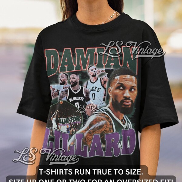 Damian Lillard Shirt Vintage Damian Lillard Graphic Tee Dame Time Jersey Bootleg 90s Style Oversized T-Shirt Unisex Gifts for Him and Her