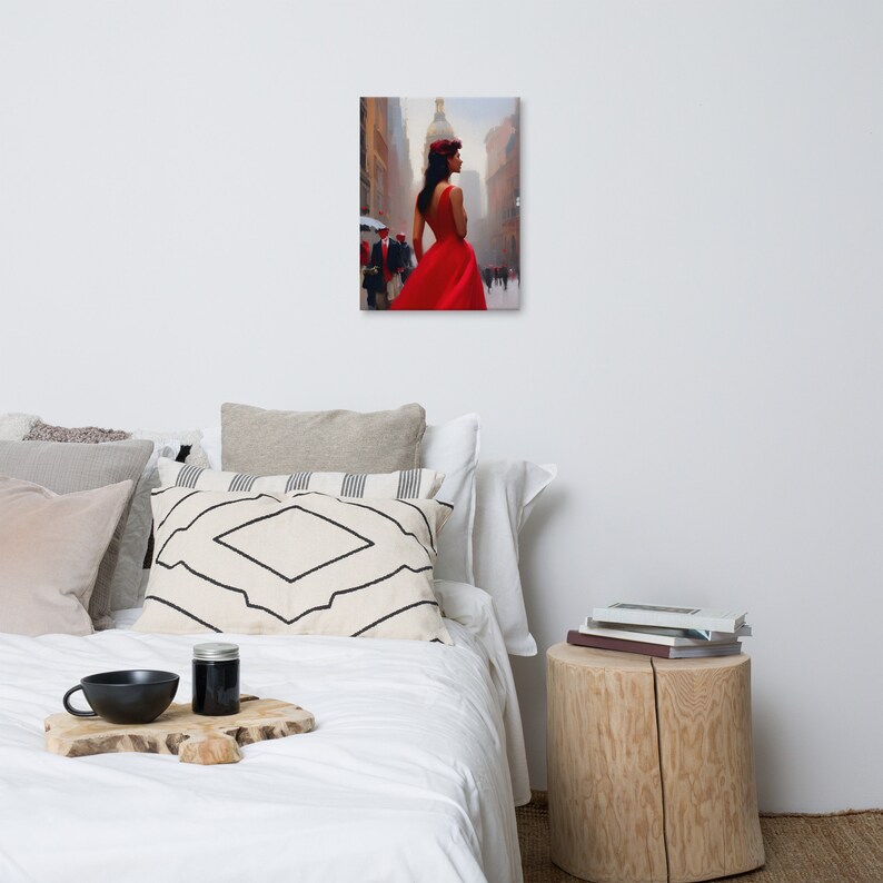 Lady in Red AI Art Canvas Print – Modern Wall Decor - Etsy