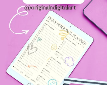 Daily Personal Planner, Digital download Daily planner, Hourly Planner, Time Blocking Template, Work Day Schedule, Cute Planner, Printable