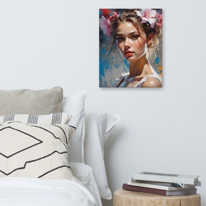 Canvas Portrait of a Beautiful Woman. AI Art. Home Decor. Perfect Gift.