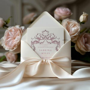 Floral Baroque Wedding Invitation Template: Editable Printable (5x7 inches) Canva Template Customise Bridal Template Invitation