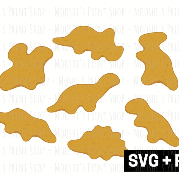 Dino Nuggets Graphics, Chicken Nuggets Decal Image SVG, Sublimation 8 Pack Bundle Clipart Design, Cute Funny Dinosaur SVG PNG Cut Files