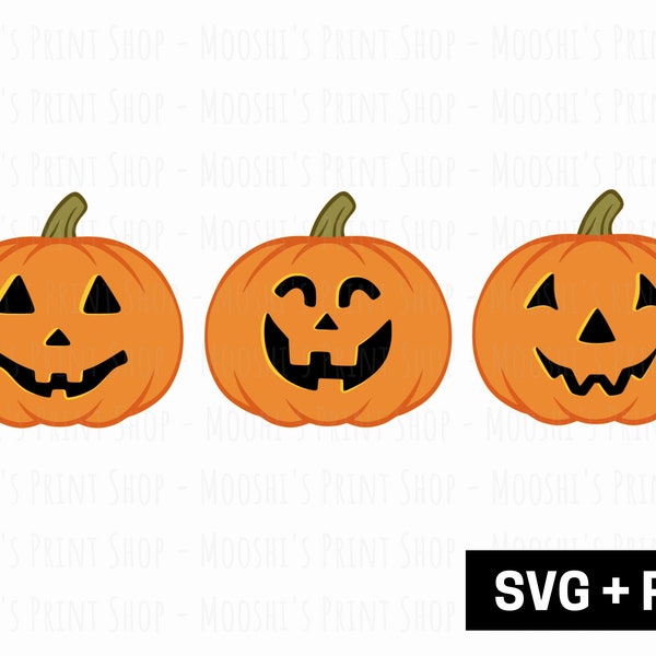 Jack O Lantern Pumpkin Clipart Bundle, Halloween Carved Pumpkin Faces Graphics, Spooky Season Sublimation Images Cut Files, Download SVG PNG