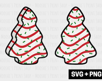 Christmas Tree Cake Clipart Bundle, Trendy Holiday Sweet Xmas Dessert Graphics, Cute Outlined Sublimation Cut File, Digital Download SVG PNG