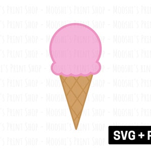 Eistüte Clipart, süße klassische Erdbeerschaufel Eiswaffel Kegel, Sublimationsschnitt Datei Grafiken, digitaler Download SVG PNG