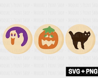 Halloween Sugar Cookie Clipart Bundle, Spooky Cat Pumpkin Ghost Dessert Graphics, Cute Trendy Sublimation Cut File, Digital Download SVG PNG
