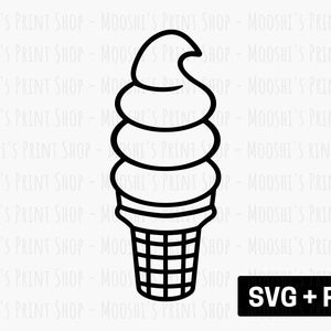 Soft Serve Ice Cream Cone Outline Clipart, Cute Classic Swirl Cup Cone Treat Cutout, Sublimation Cut File Graphics, Digital Download SVG PNG